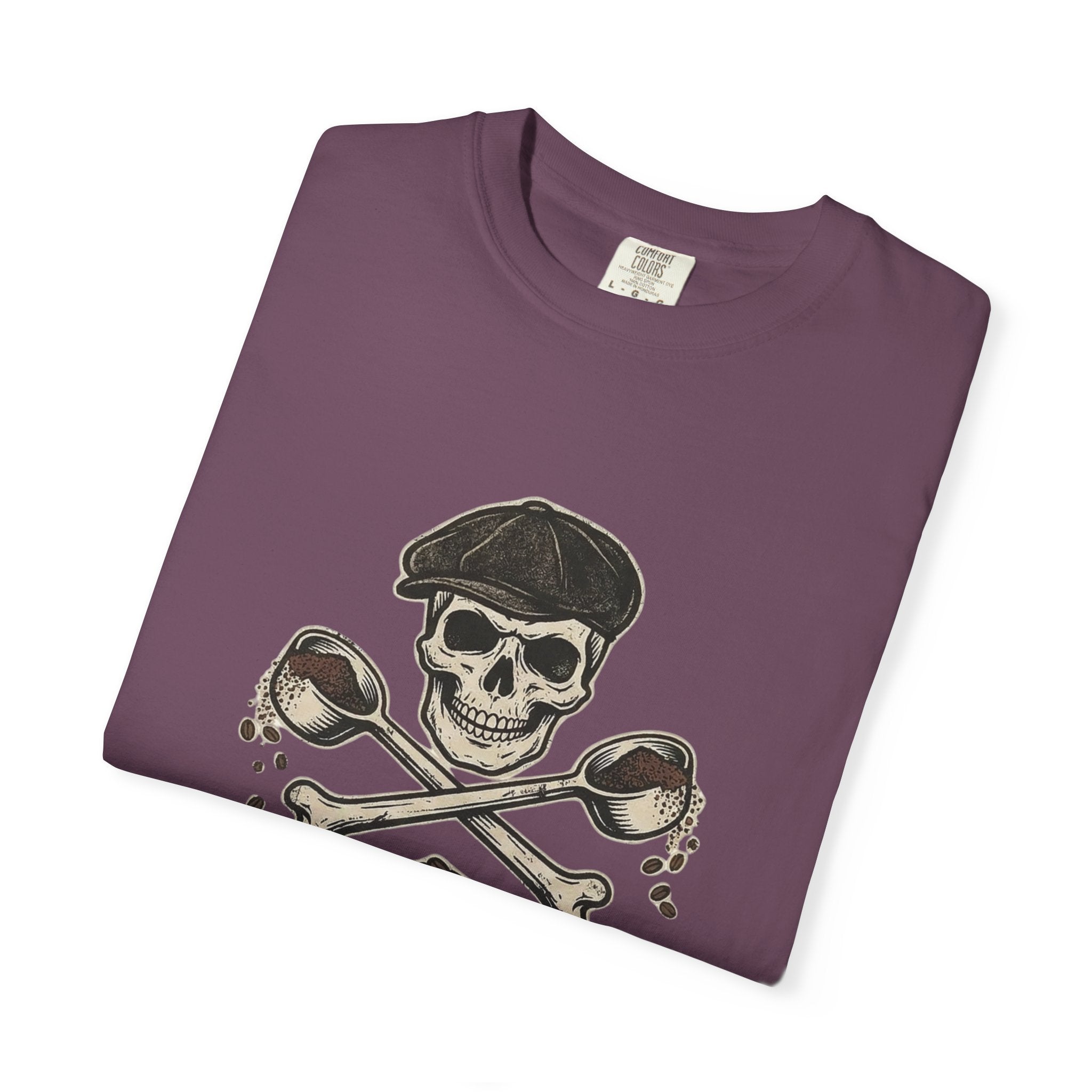 Skull & Spoons Coffee T-Shirt — "Spill the Beans" Vintage Café Tee