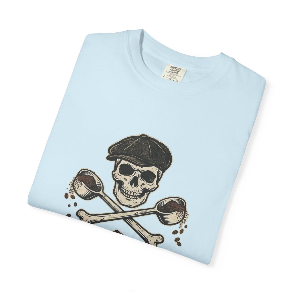 Skull & Spoons Coffee T-Shirt — "Spill the Beans" Vintage Café Tee