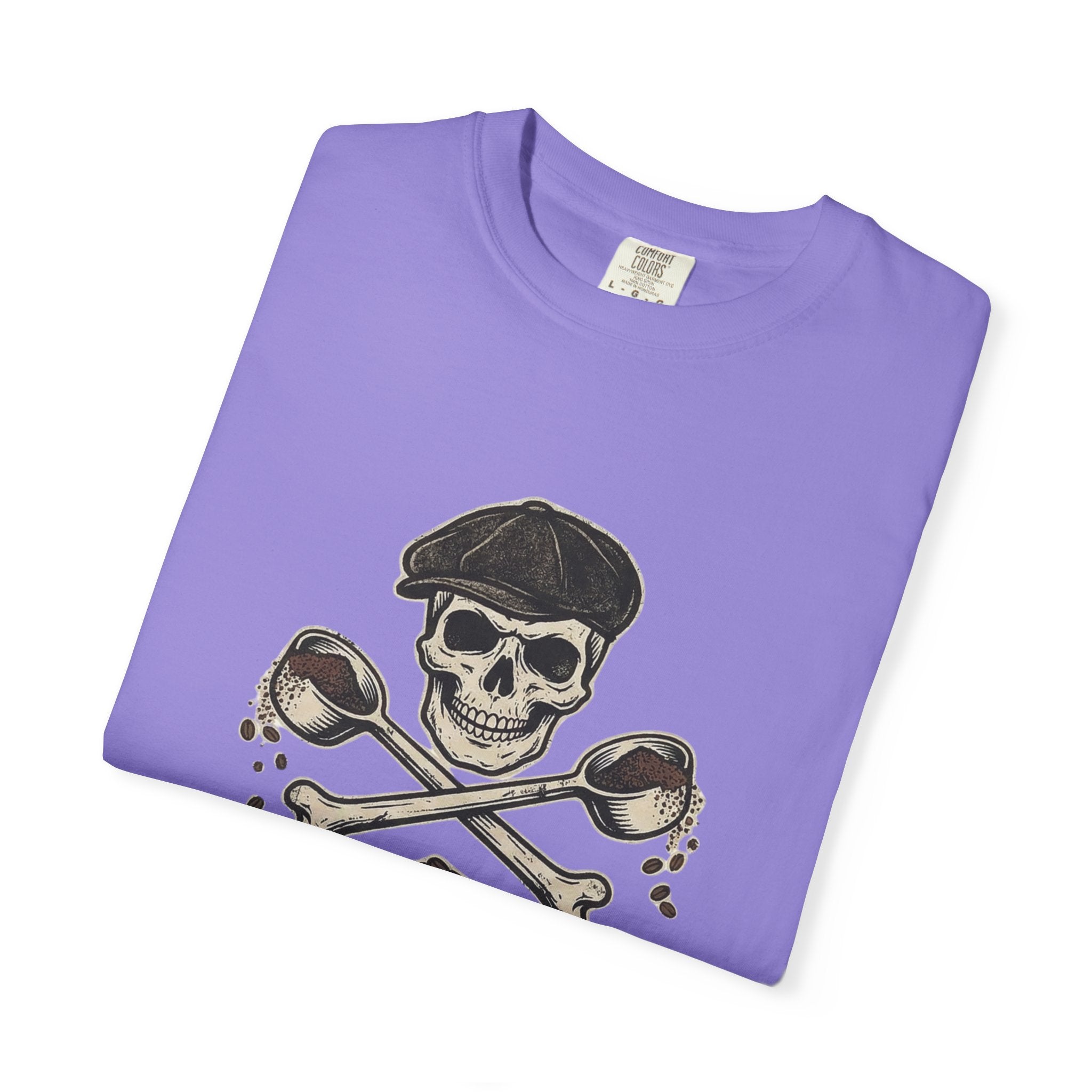 Skull & Spoons Coffee T-Shirt — "Spill the Beans" Vintage Café Tee