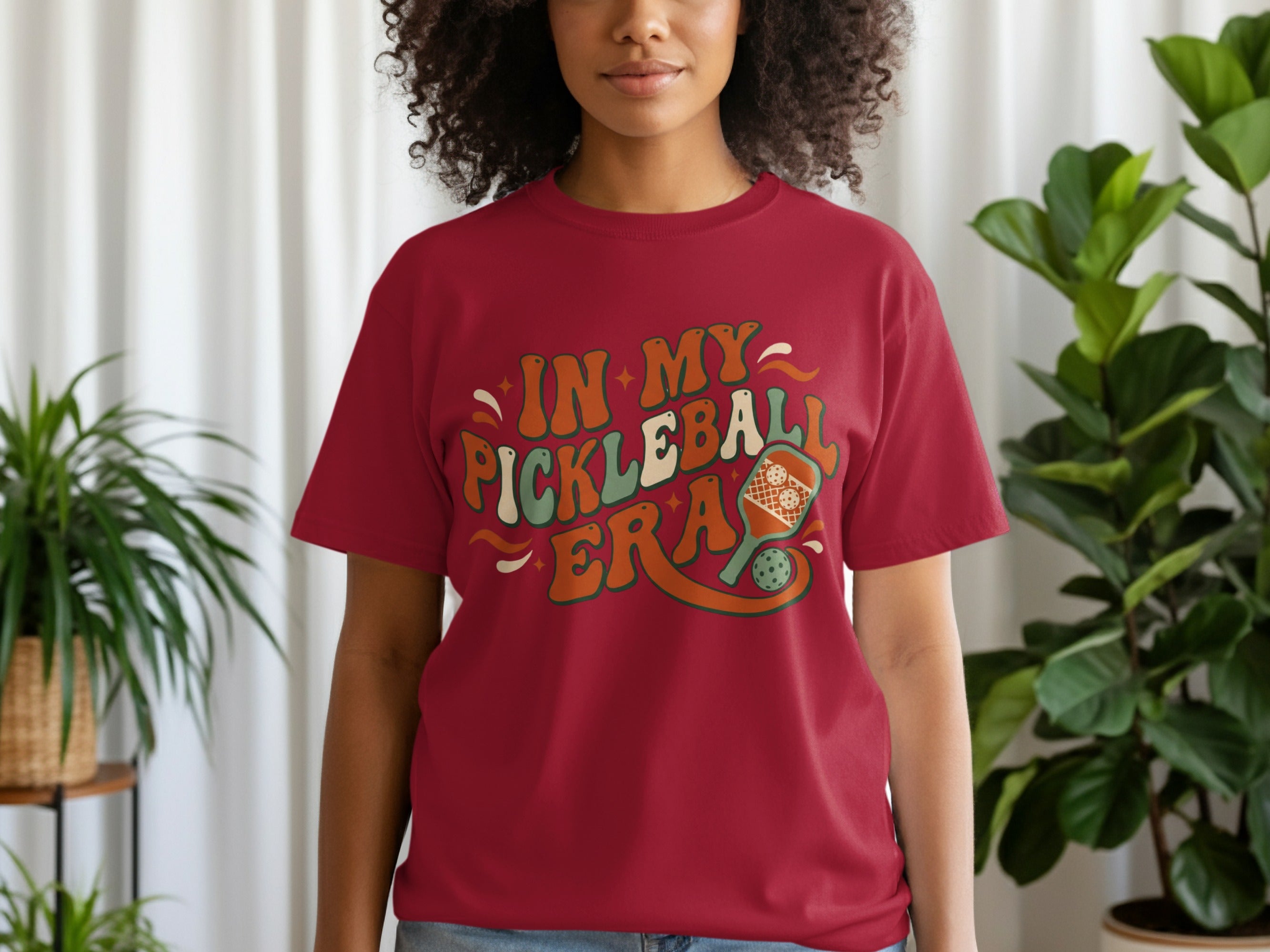 Maroon t-shirt with "In My Pickleball Era" text and graphic.
