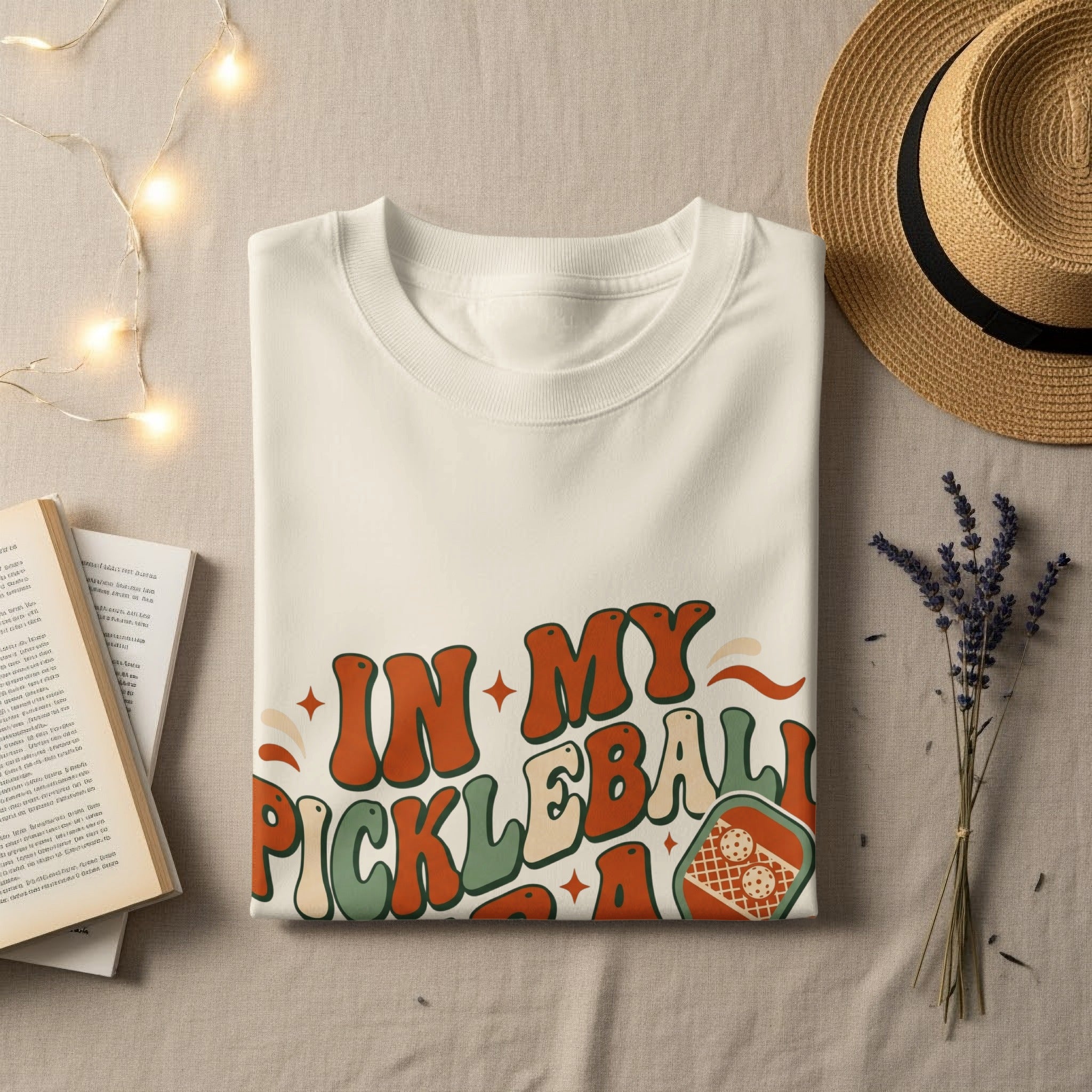 Cream t-shirt with "In My Pickleball Era" and a pickleball graphic.