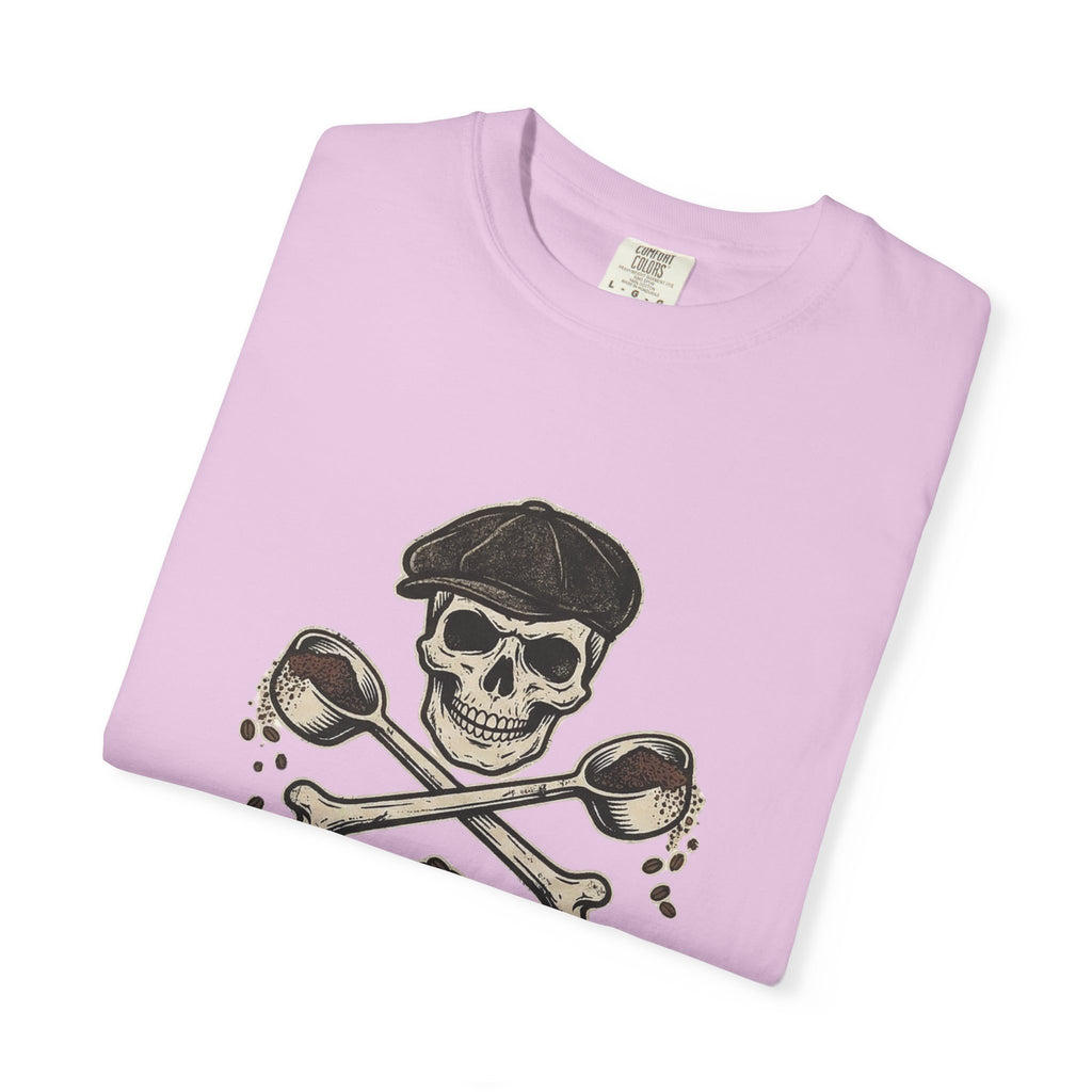 Skull & Spoons Coffee T-Shirt — "Spill the Beans" Vintage Café Tee