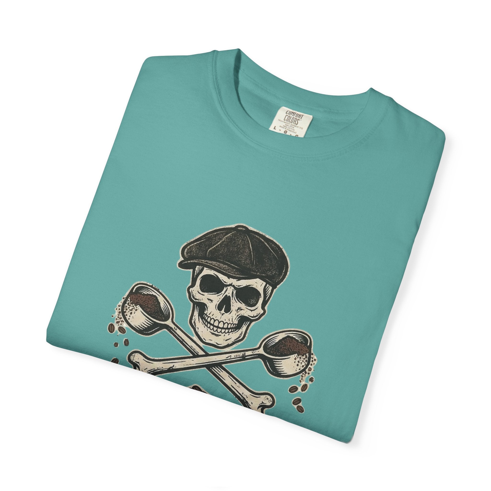 Skull & Spoons Coffee T-Shirt — "Spill the Beans" Vintage Café Tee