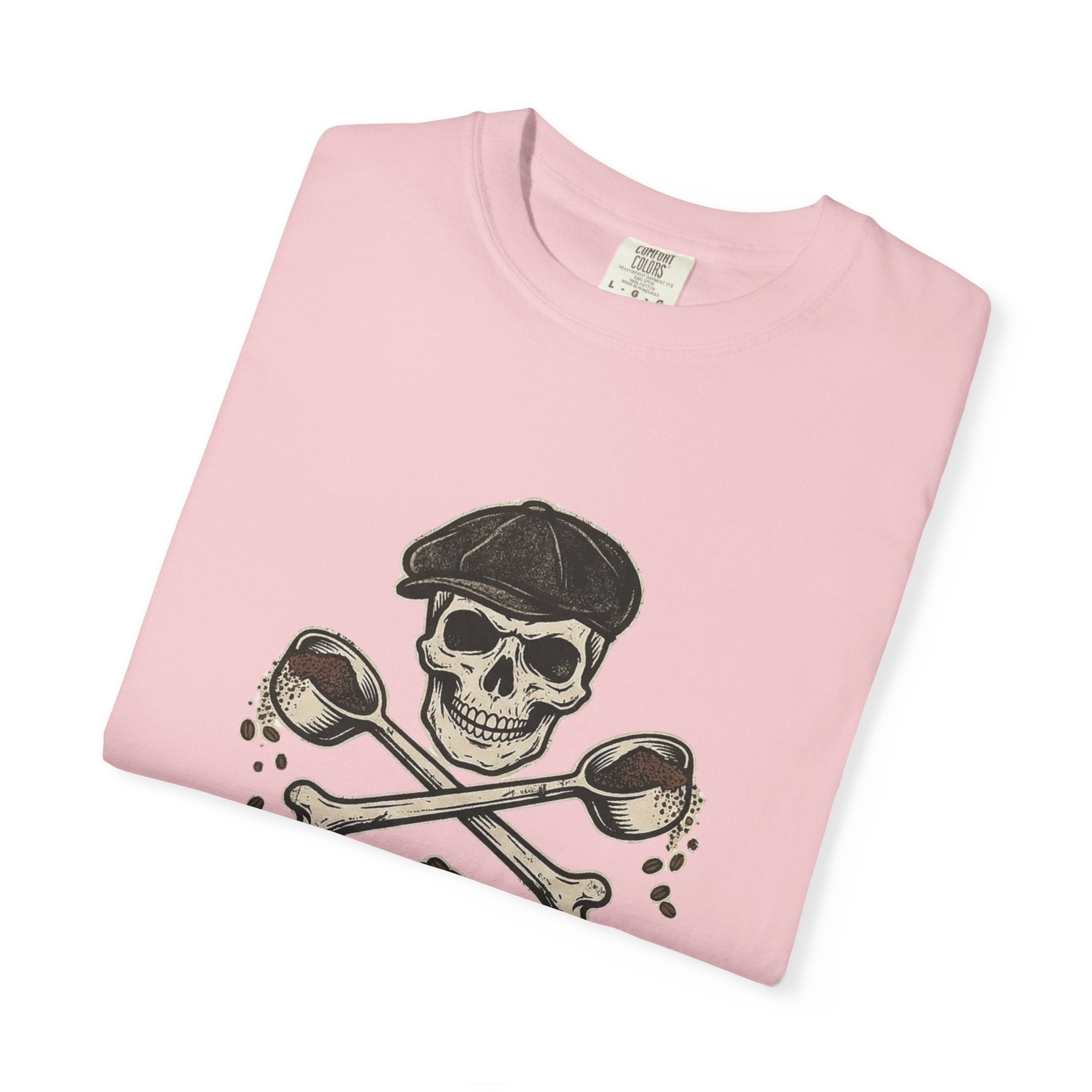 Skull & Spoons Coffee T-Shirt — "Spill the Beans" Vintage Café Tee