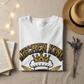 White crewneck sweatshirt with "Kitchen King" text and crown graphic.