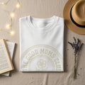 White sweatshirt with "THE GOOD MOMS CLUB" in a distressed circular design.