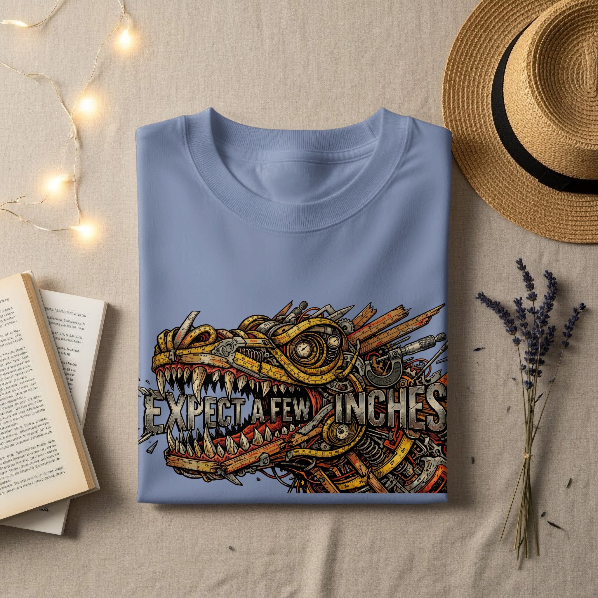 T-shirt with dragon graphic and text "EXPECT A FEW INCHES".